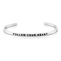 MANTRABAND 美國悄悄話手環 Follow Your Heart 隨心所欲 銀色