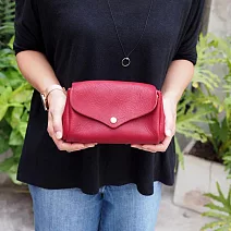 CHAM｜日系唯美 迷你摺邊側背/手拿兩用包 酒紅色