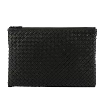 BOTTEGA VENETA 編織羊皮大款手拿包/收納包 (黑色)
