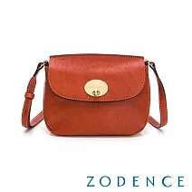 ZODENCE CLIO義大利植鞣革斜背馬鞍包 橘紅