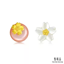 【點睛品】浪漫櫻花 黃金耳環(一對)
