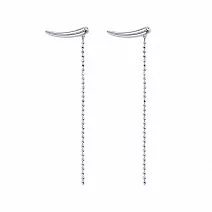 【點睛品】Ear Play 鉑金微彎造型垂墜耳環(一對)