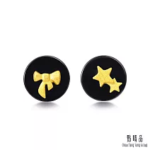 【點睛品】吉祥黃金 美麗與夢想 黑玉髓黃金耳環(一對)