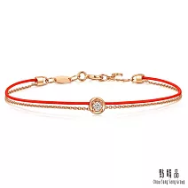 【點睛品】PROMESSA 同心 18K玫瑰金鑽石紅繩手鍊 17 18K玫瑰金