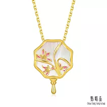 【點睛品】高雅蘭花 海棠扇 黃金吊墜