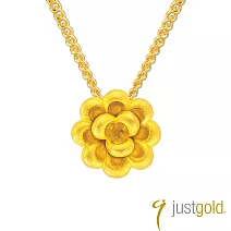 【Just Gold 鎮金店】龍鳳鑽配 金繡球花 黃金墜子(不含鍊)