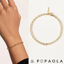 PD PAOLA 西班牙時尚潮牌 鑲鑽字母手鍊 金色簡約手鍊 925純銀鑲18K金 D