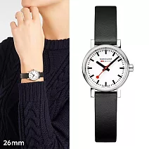 MONDAINE 瑞士國鐵evo2 Vegan植物皮革時光走廊腕錶 26mm - 黑 / 26110LBV