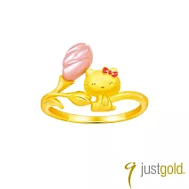 【Just Gold 鎮金店】HELLO KITTY鬱金香 黃金戒指(港圍) 13 黃金