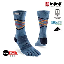 【injinji】Trail野跑避震吸排五趾中筒襪FX S 湖泊藍