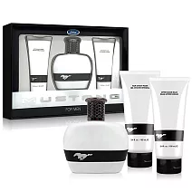 FORD MUSTANG 福特野馬 美式傳奇白鑽男性淡香水禮盒(淡香水100ml+2合1沐浴膠100ml+鬍後膠100ml)