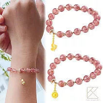 【TLH】黃金墜手鍊 純金999 多選 眷戀莓好命定草莓晶 約重0.04錢±0.02 B.歡樂響鈴噹