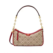 TORY BURCH 帆布拼接皮革水桶包-紅