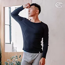 ADISI 男圓領智能抑菌抗靜電保暖衣AU2321033 (S-2XL)｜磨毛 吸濕快乾 銀離子 消臭 抗菌 彈性 內著衣 L 烏黑