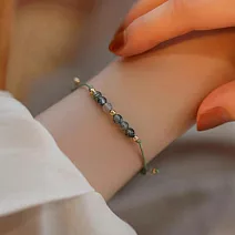 【水星記】14K招財轉運金珠天然石優雅靈動串珠手繩 _水草瑪瑙