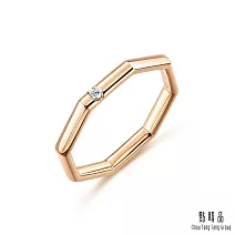 【點睛品】Daily Luxe  簡約八角形 18K玫瑰金鑽石戒指 港圍17