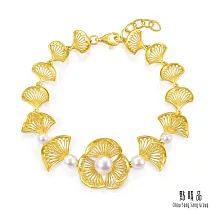 【點睛品】珍珠銀杏葉 黃金手鍊