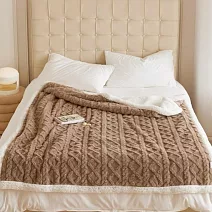 【DUYAN 竹漾】韓系麻花牛奶絨 羊羔絨 雙層加厚被毯 /  摩卡咖啡