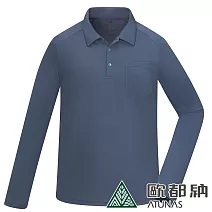 【ATUNAS 歐都納】男款ATUNAS-TEX吸濕排汗長袖POLO衫A1PSFF02M- M 墨藍