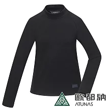 【ATUNAS 歐都納】女款經典保暖長袖立領衫A2TS2429W*- M 黑