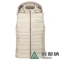 【ATUNAS 歐都納】女款潑水羽絨保暖背心A1VE2204W- S 米色