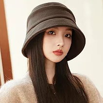 seoul show首爾秀  高級質感挺版毛呢雙層八角帽防寒保暖貝雷帽漁夫帽 毛呢漁夫帽 咖啡