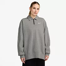 NIKE AS W NSW PHNX FLC OS QZ PO 女圓領套頭衫-灰-FZ3208063 XL 灰色