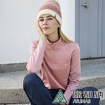 【ATUNAS 歐都納】女款SOLAR-FLEECE保暖長袖拉鍊衫/大尺碼A1PS2427W- L 霧粉