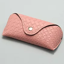 seoul show首爾秀 皮編織鼻骨架半硬殼防壓墨鏡老花近視太陽眼鏡盒  粉色