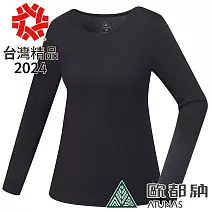 【ATUNAS 歐都納】女款石墨烯蓄熱圓領內著衣A1UCDD03W- L 黑