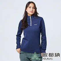 【ATUNAS 歐都納】女款POLARTEC POWER STRETCH長袖保暖立領衫/拉鍊刷毛衫/彈性刷毛衣A1PS2318W- S 夜藍