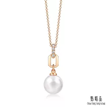 【點睛品】Daily Luxe 珍珠環扣 18K玫瑰金鑽石珍珠項鍊