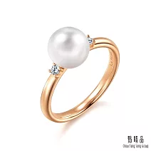 【點睛品】La Pelle 日本Akoya珍珠 18K玫瑰金鑽石戒指   港圍11