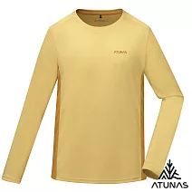 【ATUNAS 歐都納】男款輕薄透氣抑菌抗臭長袖排汗T恤/大尺碼A6TS2519M*- M 陽光黃/棕黃