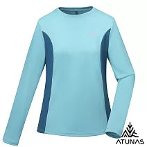【ATUNAS 歐都納】女款輕薄透氣抑菌抗臭長袖排汗T恤/大尺碼A6TS2520W*- S 青石灰/墨藍