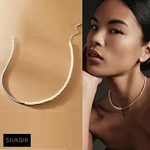 SHASHI 紐約品牌 Camile Pearl Tennis 銀色滿鑽項鍊 經典珍珠項鍊