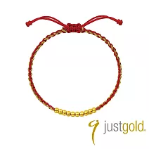 【Just Gold 鎮金店】靈動圓舞-拋光亮面 黃金手繩(網路限定)