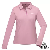 【ATUNAS 歐都納】女款輕薄透氣抑菌抗臭長袖排汗POLO衫/大尺碼A6PS2518W*- S 霧粉