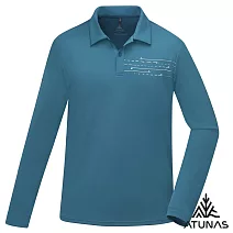 【ATUNAS 歐都納】男款輕薄透氣抑菌抗臭長袖排汗POLO衫/大尺碼A6PS2517M*- M 墨藍