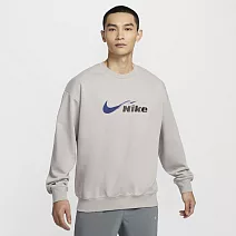 NIKE AS M NK DF TRACK CLUB FLC CREW 男長袖上衣-HV4880009 XL 灰色