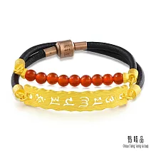 【點睛品】六字大明咒 紅瑪瑙 黃金手環／手鍊 34cm
