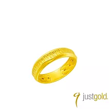 【Just Gold 鎮金店】鎏刻 黃金對戒(寬版-男戒) 港圍 19  黃金