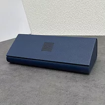 seoul show首爾秀 全鐵立體三角皮質硬殼防壓墨鏡老花近視太陽眼鏡盒  藍色