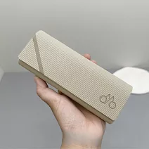 seoul show首爾秀 全鐵橫紋皮質硬殼防壓墨鏡老花近視太陽眼鏡盒  米白