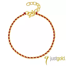 【Just Gold 鎮金店】雋藏 Mark of Love(紅) 黃金手鍊