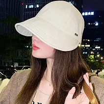 seoul show首爾秀 min字母格紋挺版束口棒球帽四季漁夫帽防曬遮陽帽  米白
