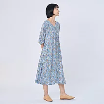 好我_Fifi花卉印花度假長洋裝 F 藍花草