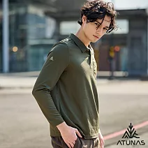 【ATUNAS 歐都納】50週年限定款 男款透氣抑菌抗臭長袖排汗POLO衫/大尺碼 A6PS2525M- XL 橄綠