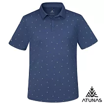 【ATUNAS 歐都納】男循環酷涼節能抑菌短袖POLO衫/大尺碼A1PS2511MC- L 夜幕藍印花