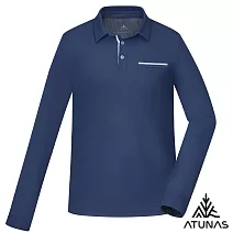 【ATUNAS 歐都納】男款POLARTEC POWER DRY吸濕排汗透氣快乾長袖POLO衫/大尺碼A1PSGZ01M- M 藏青